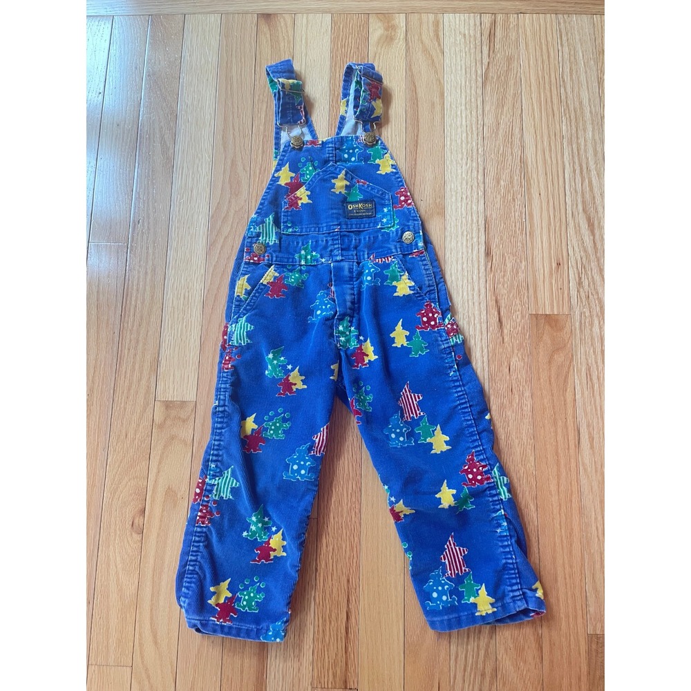 Vintage OshKosh Bgosh Clown Corduroy Overalls Blue‎ Toddler 4 Made USA